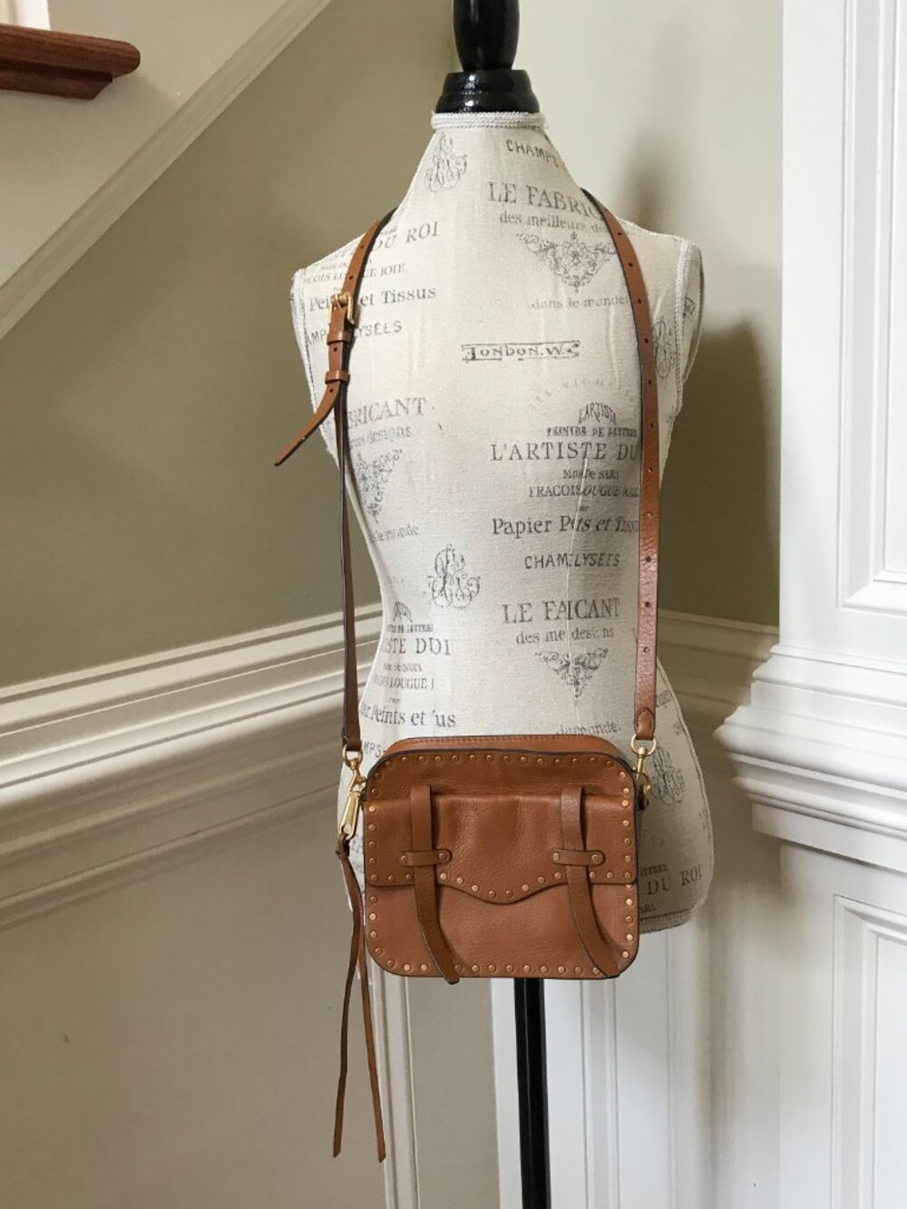Rebecca Minkoff Nanine Crossbody Shoulder Bag Purse Womens Brown Leather Studded - Picture 9 of 13